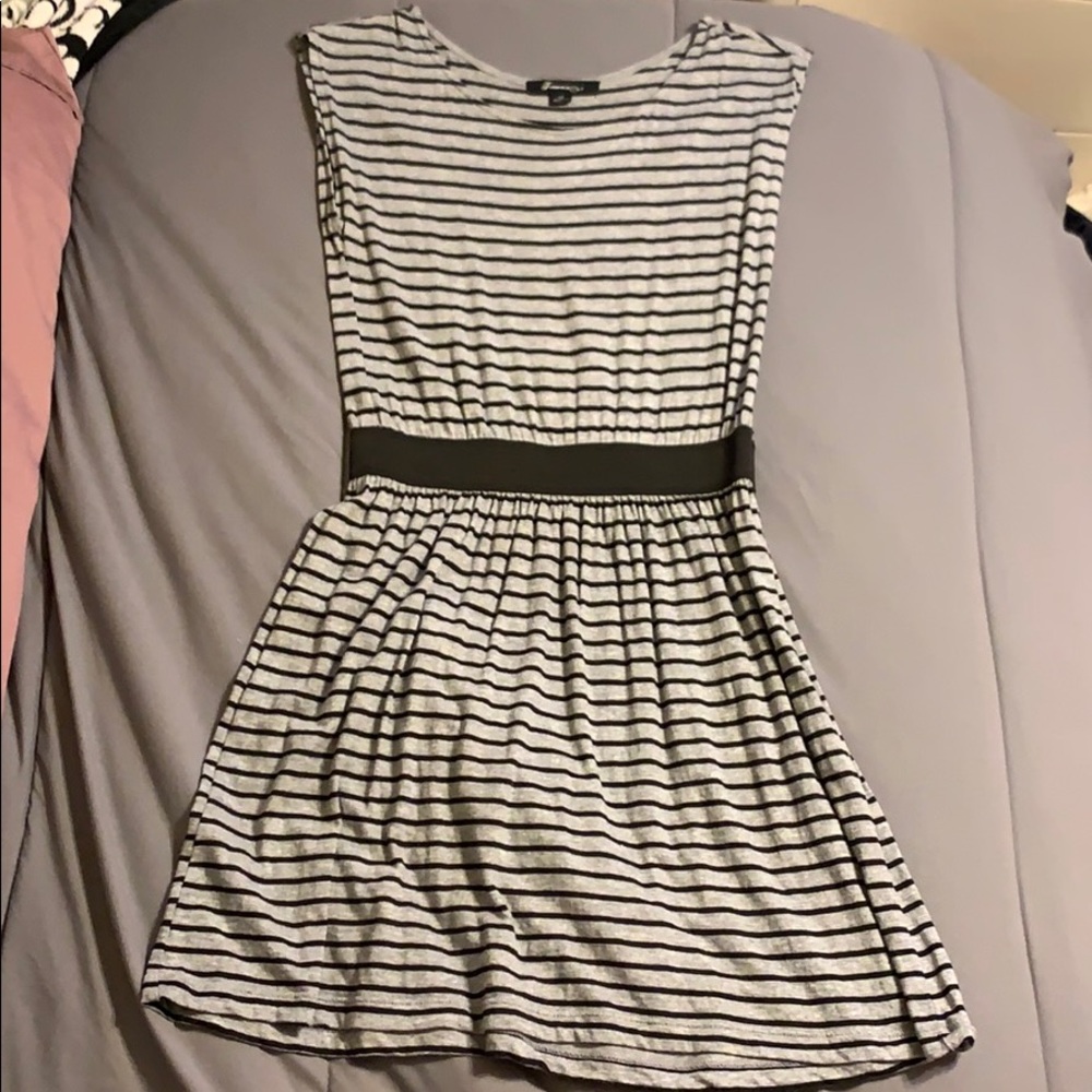 Forever 21 Gray & Black Striped T-shirt Dress
